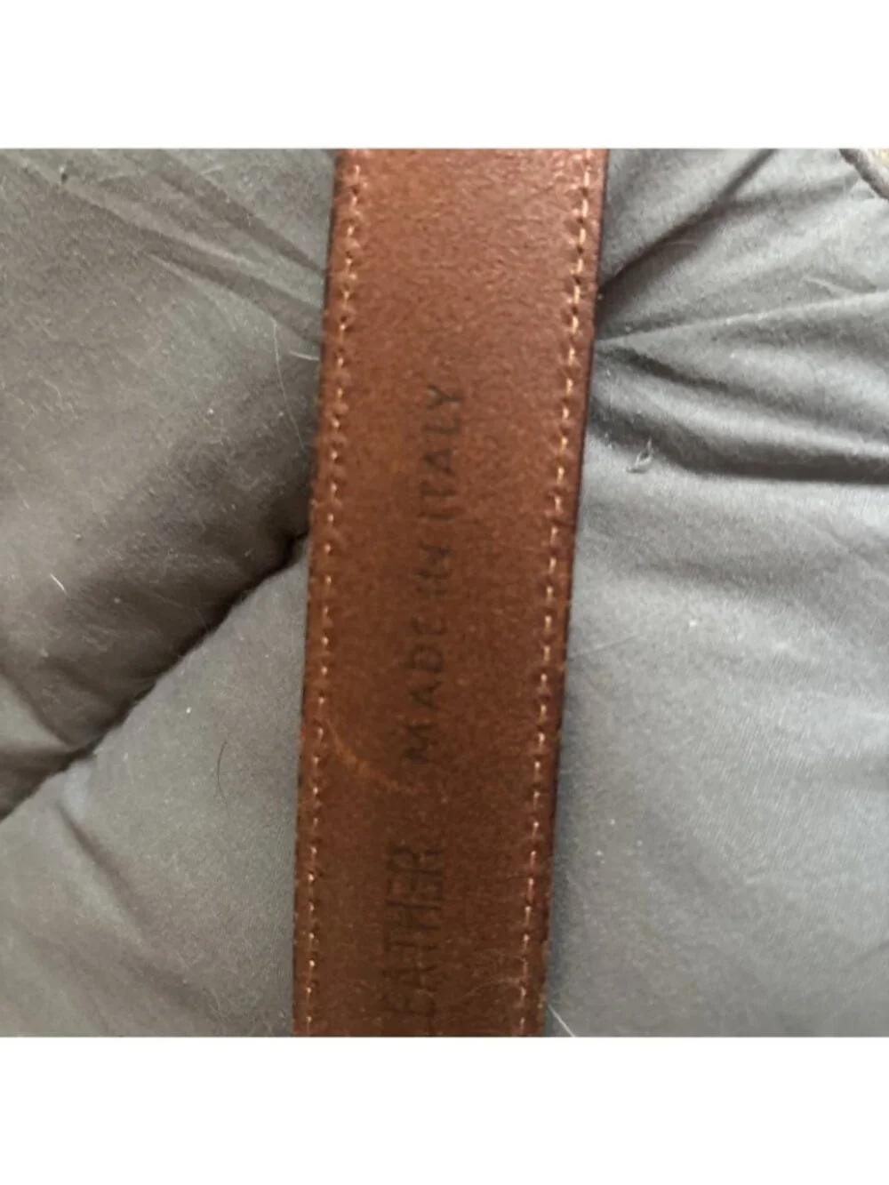 Nautica Mens Brown Genuine Leather Belt 40 Made in Italy Silver Buckle 93700